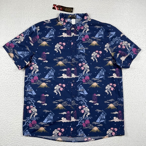 Star Wars Other - Star Wars Button Down Shirt Mens XXL Blue Samurai Darth Vader Graphic Disney